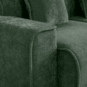 English Elm Streamlined Velvet Modular L-shape Sectional Sofa with Cloud Foam and French Piping Green W3041S00364