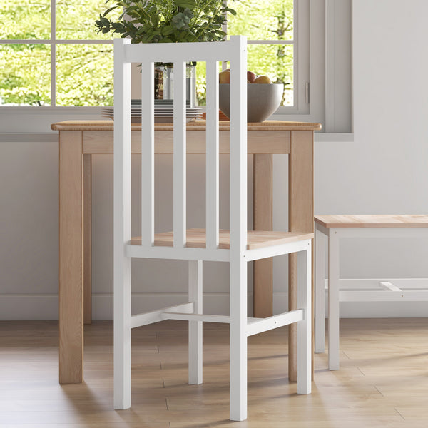 English Elm HOMCOM Farmhouse Armless Dining Chairs Set of 4 – Solid Pine Slat Back, 264 lb Capacity, White Rustic Comfort W2225P173888