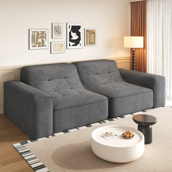 English Elm 83.6" Modern Modular Sectional Sofa with Tufted Sparkling Chenille, Deep Seat Comfort for Living Room Grey W3219P365496