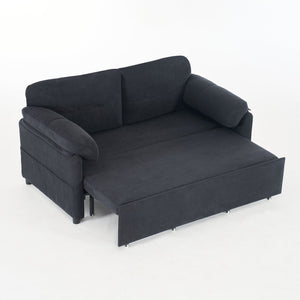 English Elm (old: W3163p269700) Convertible Chenille Sleeper Loveseat with Queen Pullout and Rolling Casters Black W3163S00100
