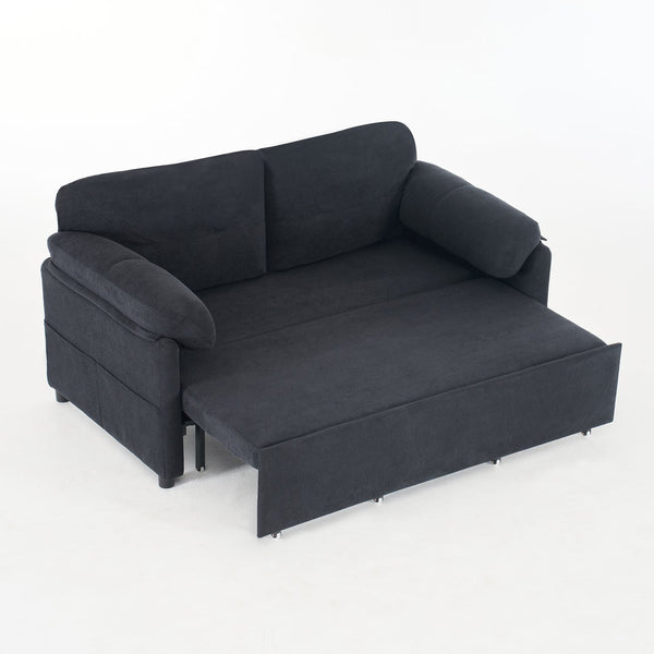 English Elm (old: W3163p269700) Convertible Chenille Sleeper Loveseat with Queen Pullout and Rolling Casters Black W3163S00100