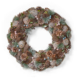 Christopher Knight Home® - Noble House - 18.5" Pine Cone and Glitter Unlit Artificial Christmas Wreath