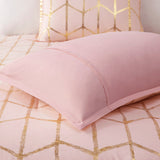 Intelligent Design Raina Modern/Contemporary Metallic Printed Comforter Set ID10-1246 Blush/Gold