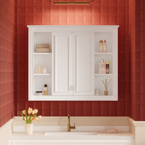 English Elm 36'' Wall Mounted Bathroom Cabinet White Wood Soft Close Double Door Storage N710P358584K