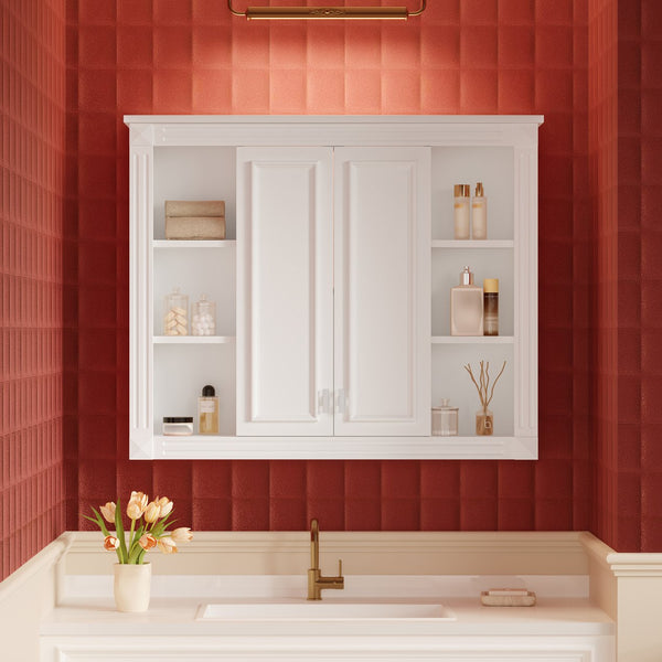 English Elm 36'' Wall Mounted Bathroom Cabinet White Wood Soft Close Double Door Storage N710P358584K