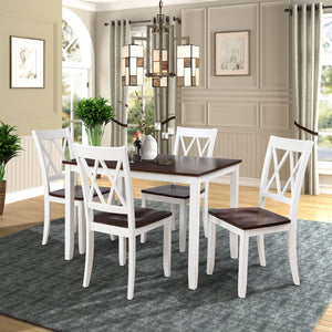 English Elm Topmax Five Piece X-back Dining Set with Solid Wood Legs and Acacia Veneer Top N717S000088K