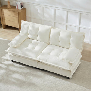 English Elm 77 Inch Chenille Cloud Loveseat Modular Deep Seat Sofa for Living Room or Apartment Beige W714S01674