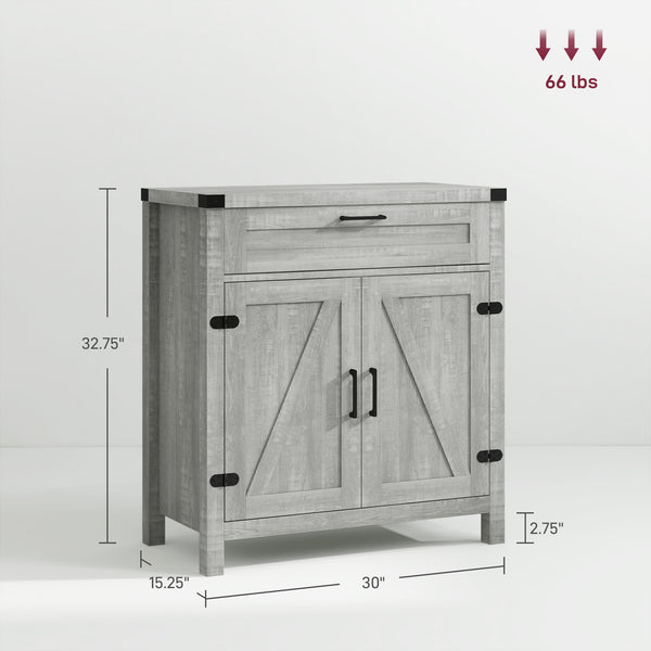 English Elm Homcom Modern Farmhouse Sideboard Buffet Cabinet With Storage Drawer & Barn Doors For Versatile Style W2225P229533