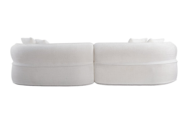 English Elm Modern Boucle Oversized L-shaped Sectional Sofa with Sculptural Curved Silhouette White W5515S00001