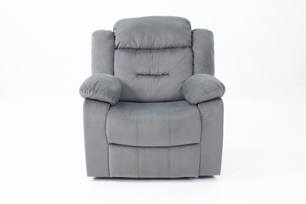 English Elm Single Velvet Manual Recliner with Channel Tufting for Cozy Living Room Lounging B089P240505