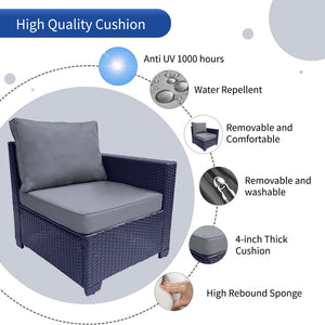 English Elm Outdoor 7-Piece Pe Rattan Patio Furniture Set With Cushions & Coffee Table For Stylish Relaxation W213S00046-GIGA