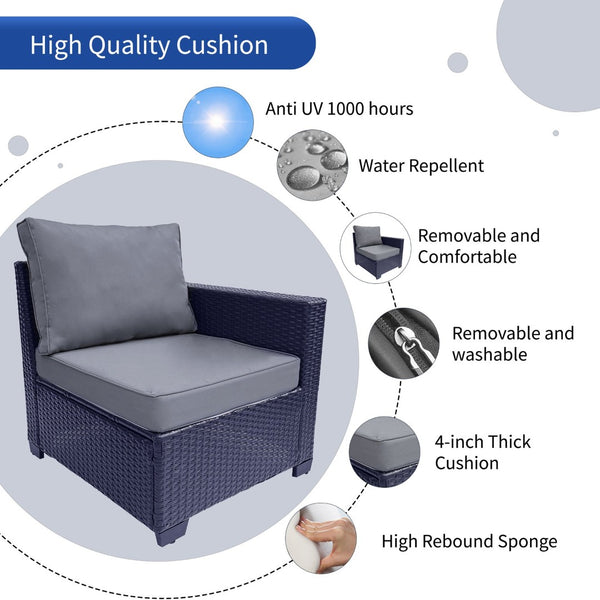 English Elm Outdoor 7-Piece Pe Rattan Patio Furniture Set With Cushions & Coffee Table For Stylish Relaxation W213S00046-GIGA