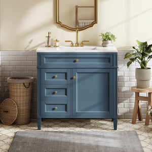 English Elm 36'' Bathroom Vanity With Sink, Modern Indigo Blue Storage Cabinet Featuring 3 Drawers & Adjustable Shelf N710P230246M