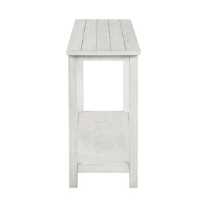 English Elm Wood Pine Console Table Weathered Farmhouse Finish with Open Shelf for Entryway White B016P472790