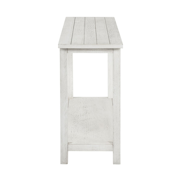 English Elm Wood Pine Console Table Weathered Farmhouse Finish with Open Shelf for Entryway White B016P472790