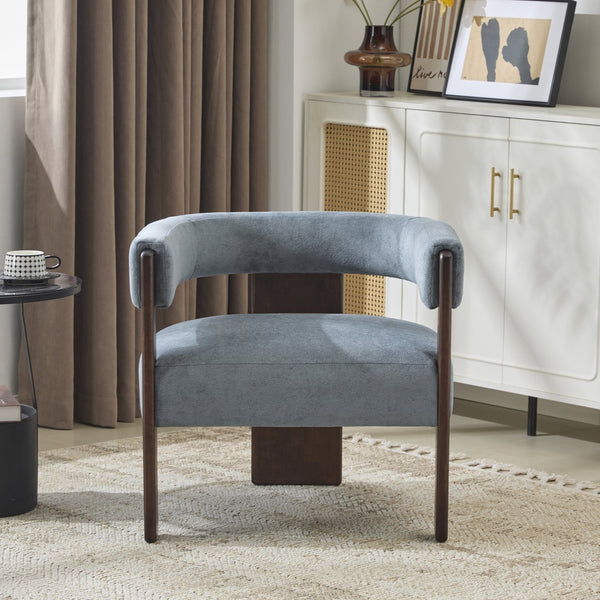 English Elm Christopher Knight Home® - Modern Velvet Upholstered Accent Arm chair with Barrel Back Design, Luxurious Velvet Comfort & Curved Legs Blue 29.5 L x 25.5 W x 14.5 H N776P205886C