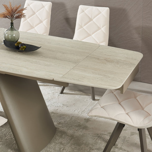 English Elm Retractable Sintered Stone Extendable Dining Table Seats Eight with Steel Base W5630S00002