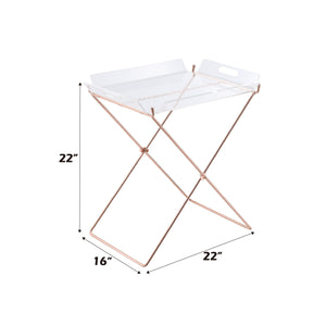 English Elm Cercie Clear Acrylic Tray Table with Copper Metal X-Base, Removable 5mm Tray, Sleek 100lb Capacity B2726P338120