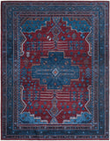 Unique Loom Mangata Molly Machine Made Medallion Rug Red and Blue, Ivory/Light Blue/Light Brown/Gray 10' 6" x 13' 1"