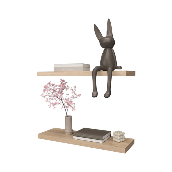 English Elm Iva Floating Shelf Set of 2 in Light Pine Melamine — Recessed 31.5" Wide Decorative Storage Solution B128P237135
