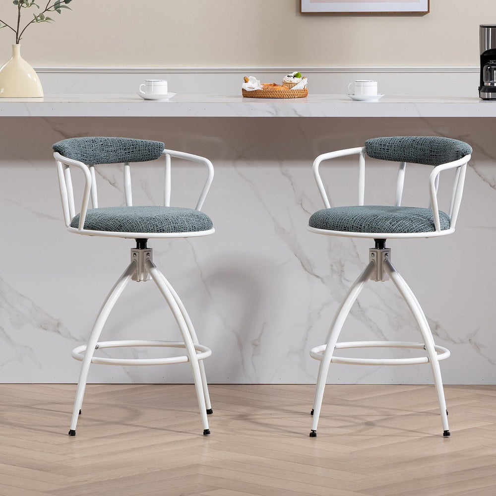 English Elm 26'' 26" Swivel Counter Height Bar Stool with High-Density Sponge Seat, Metal Frame, Modern Industrial Comfort Blue-Green W2215P248074