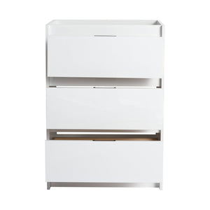 English Elm 24" Freestanding Bathroom Vanity with White Resin Sink, Soft-Close Doors, Adjustable Shelf, Durable Plywood Finish Glossy White W999S00384