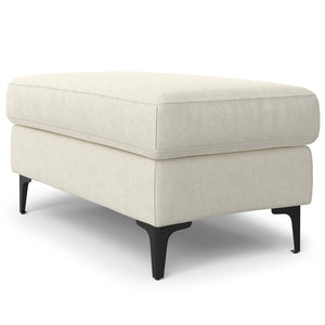 English Elm Ava Mid Century Ottoman — Cream Performance Fabric, Eco-Friendly Recycled Upholstery, Feather-Top Comfort B136P203426