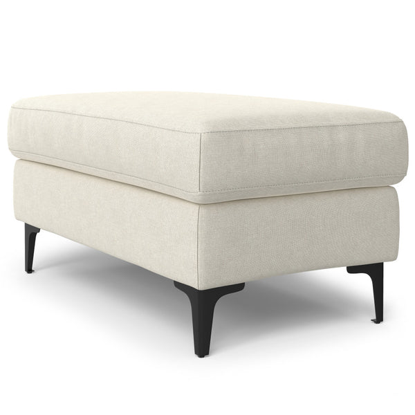 English Elm Ava Mid Century Ottoman — Cream Performance Fabric, Eco-Friendly Recycled Upholstery, Feather-Top Comfort B136P203426
