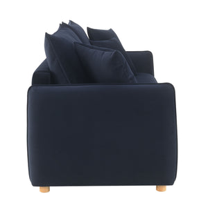 English Elm Irina Blue Velvet Sleeper Sectional Sofa with Storage & Full-Size Pull-Out Bed, Plush Foam Comfort B2726P250943