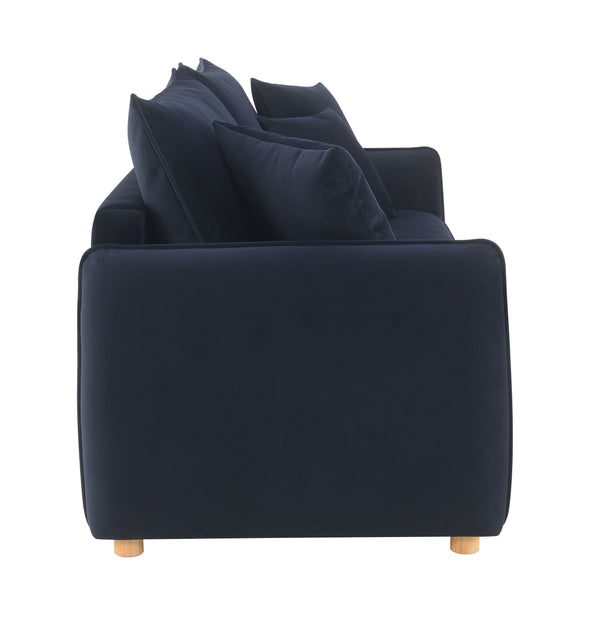 English Elm Irina Blue Velvet Sleeper Sectional Sofa with Storage & Full-Size Pull-Out Bed, Plush Foam Comfort B2726P250943