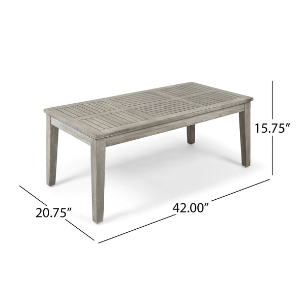 English Elm Christopher Knight Home® - HAMPTON Acacia Wood Coffee Table with Slat Top, Weather-Resistant Durable Hardwood, 44.9" L Grey 60399.00LGRY