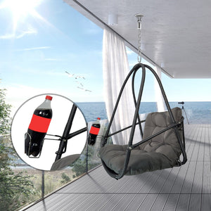 English Elm Swing Egg Chair With Stand - Stylish Wicker Rattan Basket For Indoor/Outdoor Relaxation & Comfort W2707P296438-GIGA