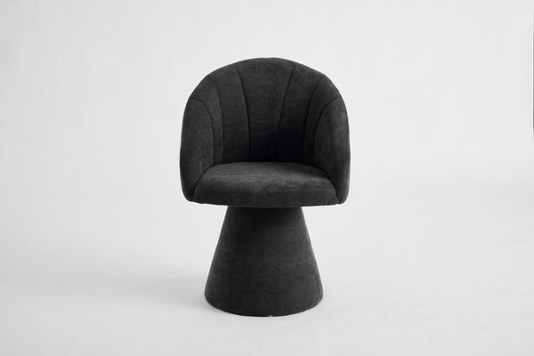English Elm 068-chenille Swivel Accent Armchair Sculptural Curved Back Upholstered Living Room Seat Gray W527P438695