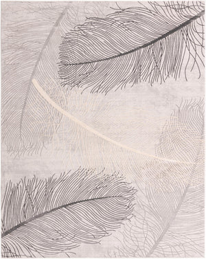 Unique Loom Finsbury Camilla Machine Made Botanical Rug Gray, Ivory/Beige 7' 10" x 10' 0"