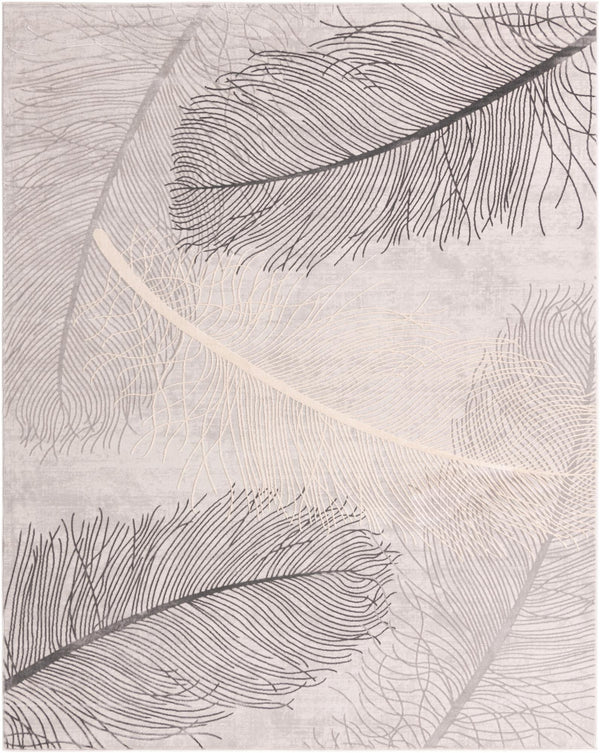 Unique Loom Finsbury Camilla Machine Made Botanical Rug Gray, Ivory/Beige 7' 10" x 10' 0"