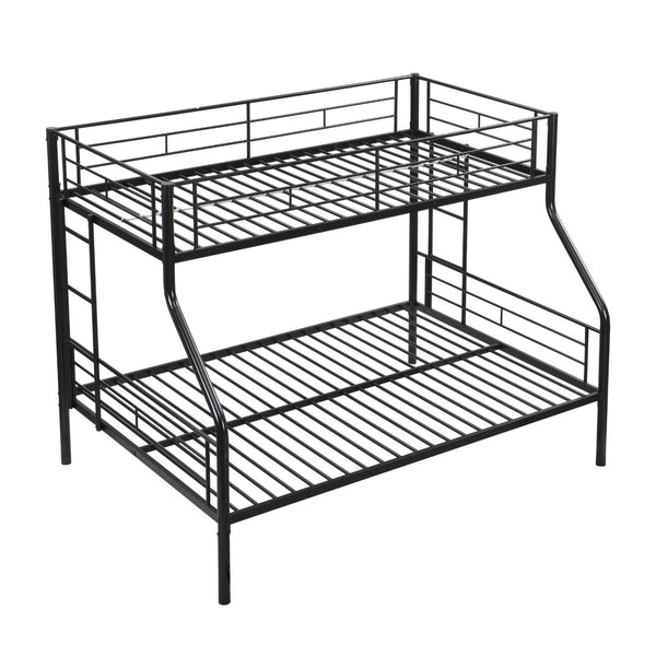 English Elm Twin Over Full Metal Bunk Bed - Modern Design, No Box Spring Needed, Safe Stairs & Ample Storage Space W311S00048-GIGA