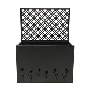 English Elm Tall Galvanized Metal Raised Planter with Integrated Trellis Outdoor Privacy Screen W1586P455892