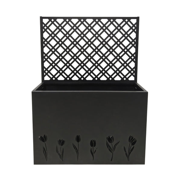 English Elm Tall Galvanized Metal Raised Planter with Integrated Trellis Outdoor Privacy Screen W1586P455892