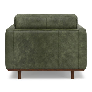 English Elm Morrison 42" Wide Mid-Century Modern Armchair In Eco-Friendly Moss Green Genuine Leather Comfort B136P364313