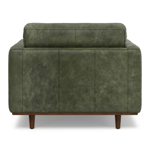 English Elm Morrison 42" Wide Mid-Century Modern Armchair In Eco-Friendly Moss Green Genuine Leather Comfort B136P364313