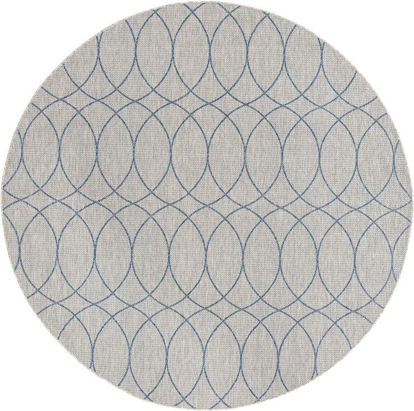 Unique Loom Outdoor Trellis Gitter Machine Made Trellis Rug Gray Blue,  10' 0" x 10' 0"