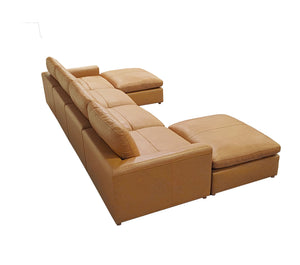 English Elm Leather Match Upholstered Modular Sectional for Spacious Open Plan Living Rooms Ginger B2748S00163