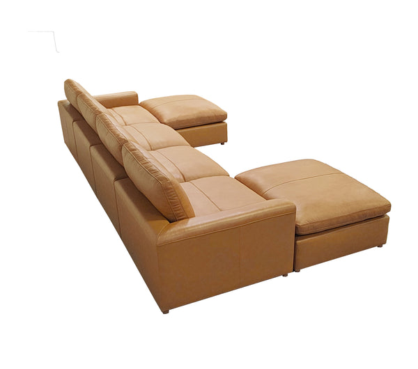 English Elm Leather Match Upholstered Modular Sectional for Spacious Open Plan Living Rooms Ginger B2748S00163