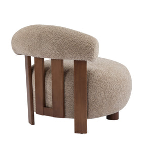 English Elm Christopher Knight Home® - Modern Boucle Accent Chair with Plush Rounded Silhouette, Solid Wood Frame, Cozy Reading Seat Light Brown,Walnut 29 L x 28.5 W x 21.85 H N776P278240B