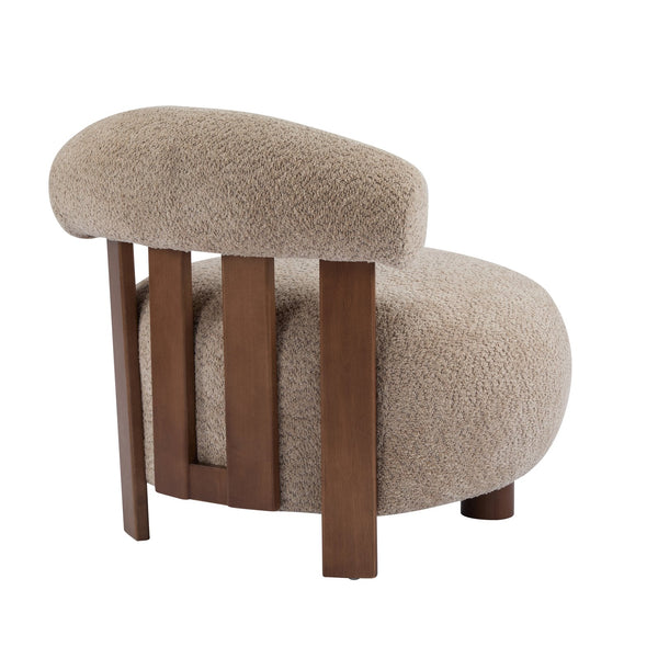 English Elm Christopher Knight Home® - Modern Boucle Accent Chair with Plush Rounded Silhouette, Solid Wood Frame, Cozy Reading Seat Light Brown,Walnut 29 L x 28.5 W x 21.85 H N776P278240B