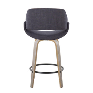 English Elm Fixed-height Swivel Counterstools Charcoal Upholstered Bentwood Seat Set Kitchen Island B202S01819