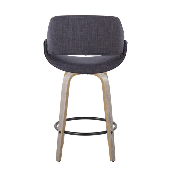 English Elm Fixed-height Swivel Counterstools Charcoal Upholstered Bentwood Seat Set Kitchen Island B202S01819