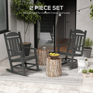 English Elm Outsunny 2-Piece Outdoor Rocking Chair Set - Weather-Resistant Hdpe With Rustic Design & Comfort Features W2225P217097-GIGA