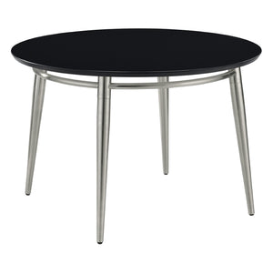 OSP Home Furnishings Brooklyn Round Coffee Table with Brushed Nickel Metal Frame for Modern Living Rooms Black MG1230R-BK