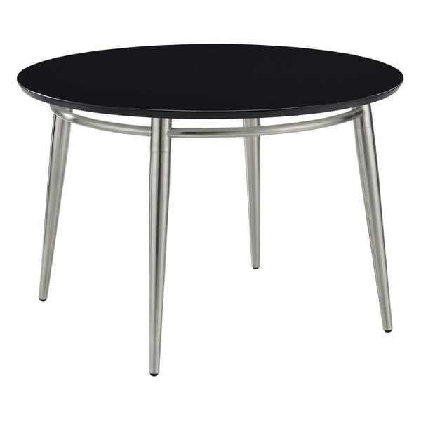 OSP Home Furnishings Brooklyn Round Coffee Table with Brushed Nickel Metal Frame for Modern Living Rooms Black MG1230R-BK